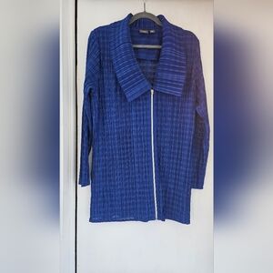 Chico's Royal Blue Textured Zip-Front Top/Jacket